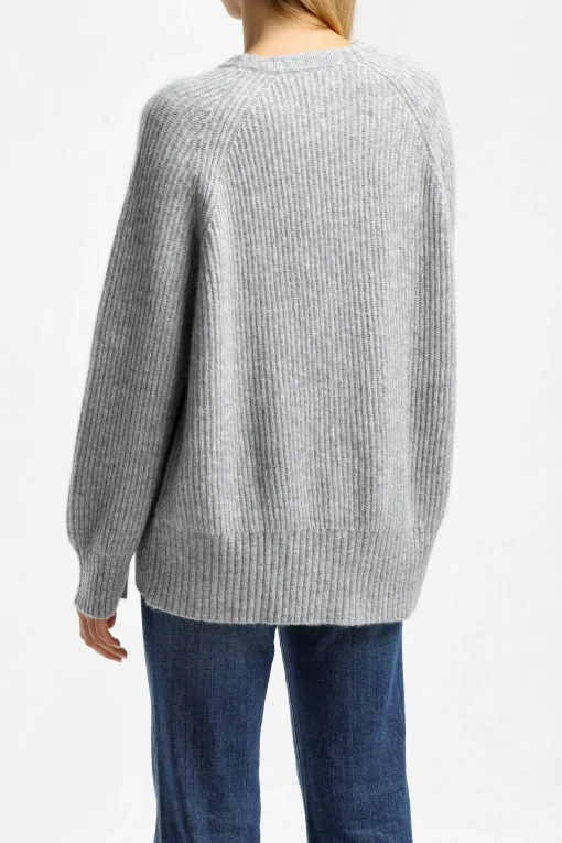 Femme Allude Pull Classique Gris Clair