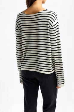 Femme Khaite Pull En Soie Casey En Noir/Ivoire