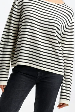 Femme Khaite Pull En Soie Casey En Noir/Ivoire