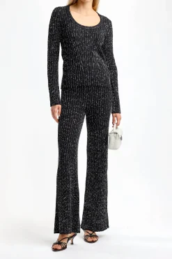 Femme Missoni Pull Ras Du Cou Noir/Argente