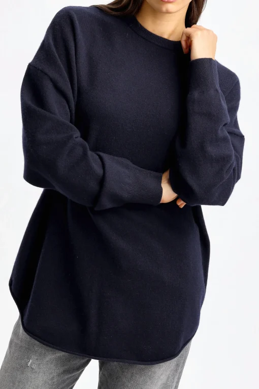 Femme Extreme Cashmere Pull-Over Crew Hop N° 53 En Bleu Marine