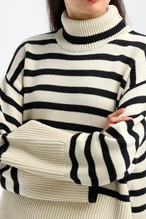 Femme Toteme Pull-Over Signature Stripe En Sable Clair