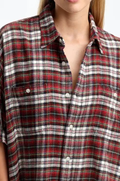 Femme R13 Robe Boxy Plaid En Rouge/Ecru