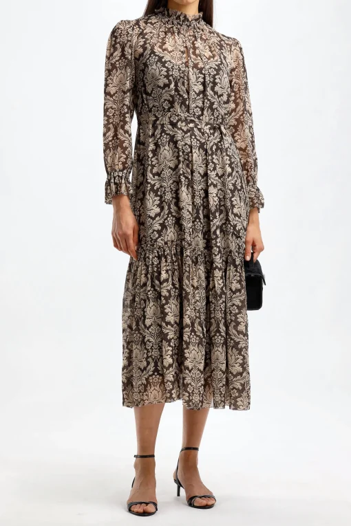 Femme Zimmermann Robe Lantern En Damas Noir