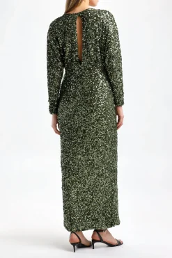 Femme P.A.R.O.S.H. Robe Longue Paris En Verde Oliva