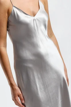 Femme Nili Lotan Robe Midi Cami En Gris Tempete