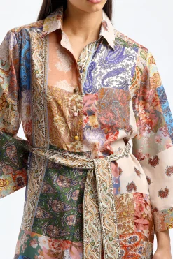 Femme Zimmermann Robe Midi En Patch Paisley