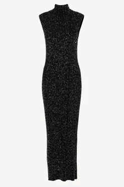 Femme Missoni Robe Noire/Argentee A Col Haut