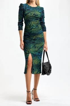 Femme Diane von Furstenberg Robe Priyanka En Bleu Moire