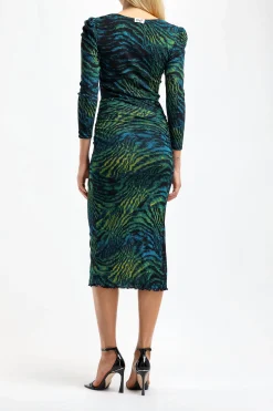 Femme Diane von Furstenberg Robe Priyanka En Bleu Moire