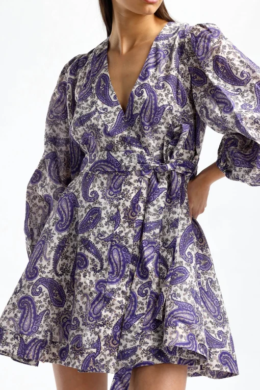 Femme Zimmermann Robe Wrap En Paisley Indigo