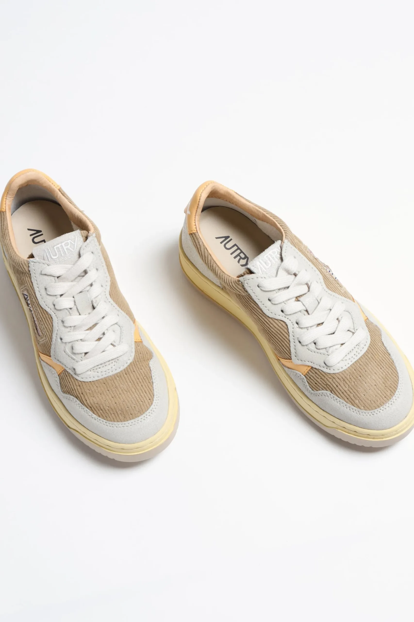 Femme Autry Sneaker 01 Low Cord En Taupe/Orange