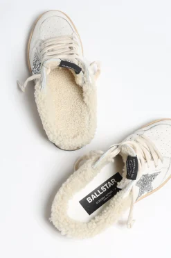 Femme Golden Goose Sneaker Ballstar Sabot En Blanc/Argente