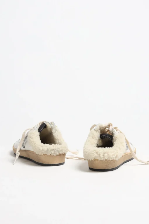 Femme Golden Goose Sneaker Ballstar Sabot En Blanc/Argente