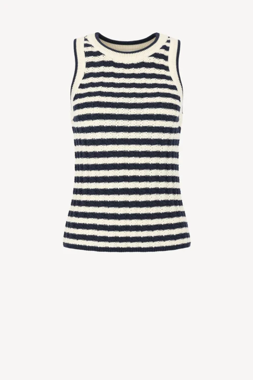 Femme Veronica Beard Top Jerrel En Bleu Marine/Blanc