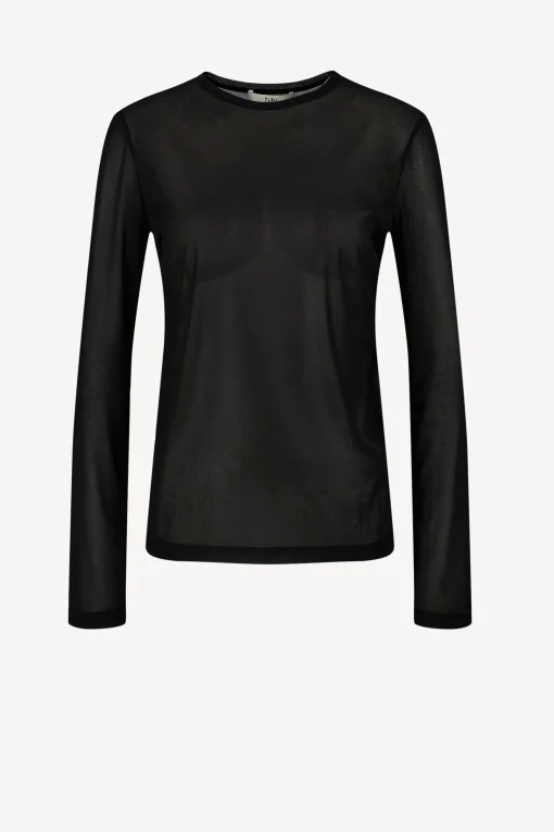 Femme Tibi Top Sheer Gauze En Noir