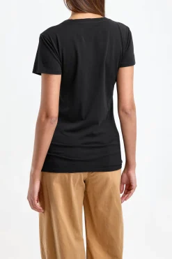 Femme Nili Lotan T-Shirt Carol En Noir De Jais
