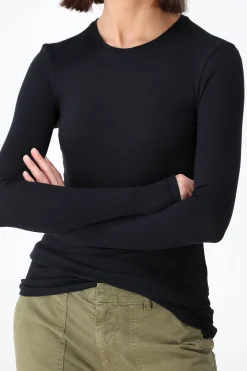 Femme Anthony Thomas Melillo T-Shirt Long Modal Rib En Noir