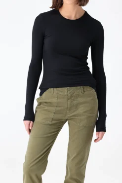 Femme Anthony Thomas Melillo T-Shirt Long Modal Rib En Noir