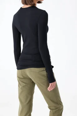 Femme Anthony Thomas Melillo T-Shirt Long Modal Rib En Noir