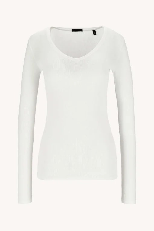 Femme Anthony Thomas Melillo T-Shirt Long V Modal Rib En Blanc