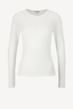 Femme James Perse T-Shirt Manches Longues Crew En Blanc