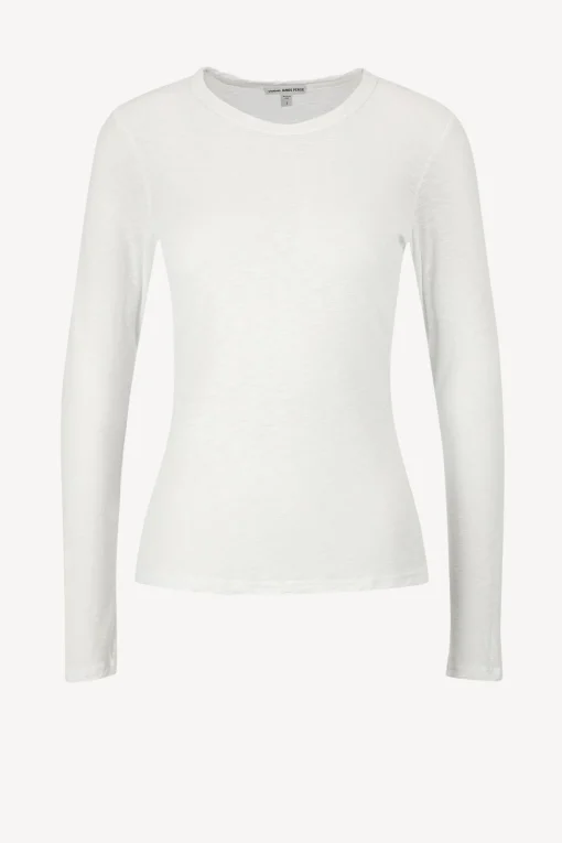 Femme James Perse T-Shirt Manches Longues Crew En Blanc