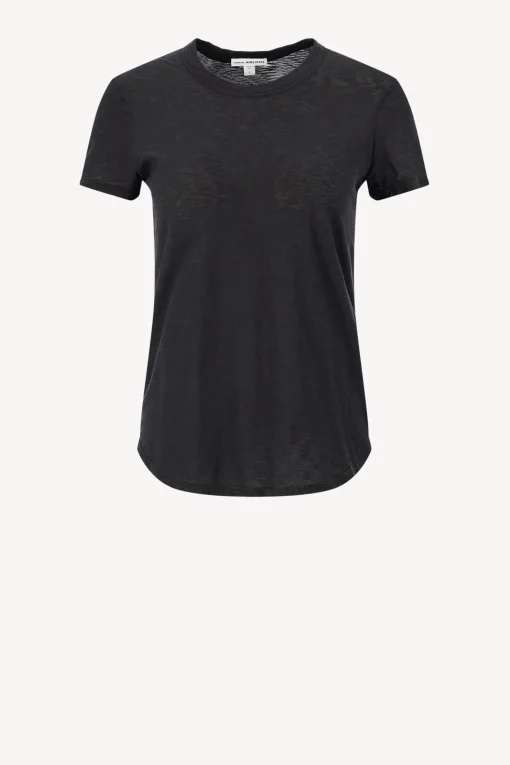 Femme James Perse T-Shirt Sheer Slub Crew En Noir