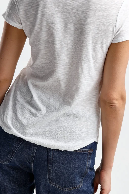 Femme James Perse T-Shirt Sheer Slub Crew En Blanc