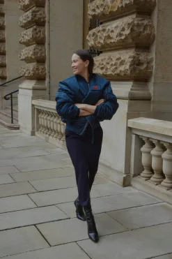Femme Schott x Anita Hass Veste Airforce 90S 'Heart' En Bleu Marine