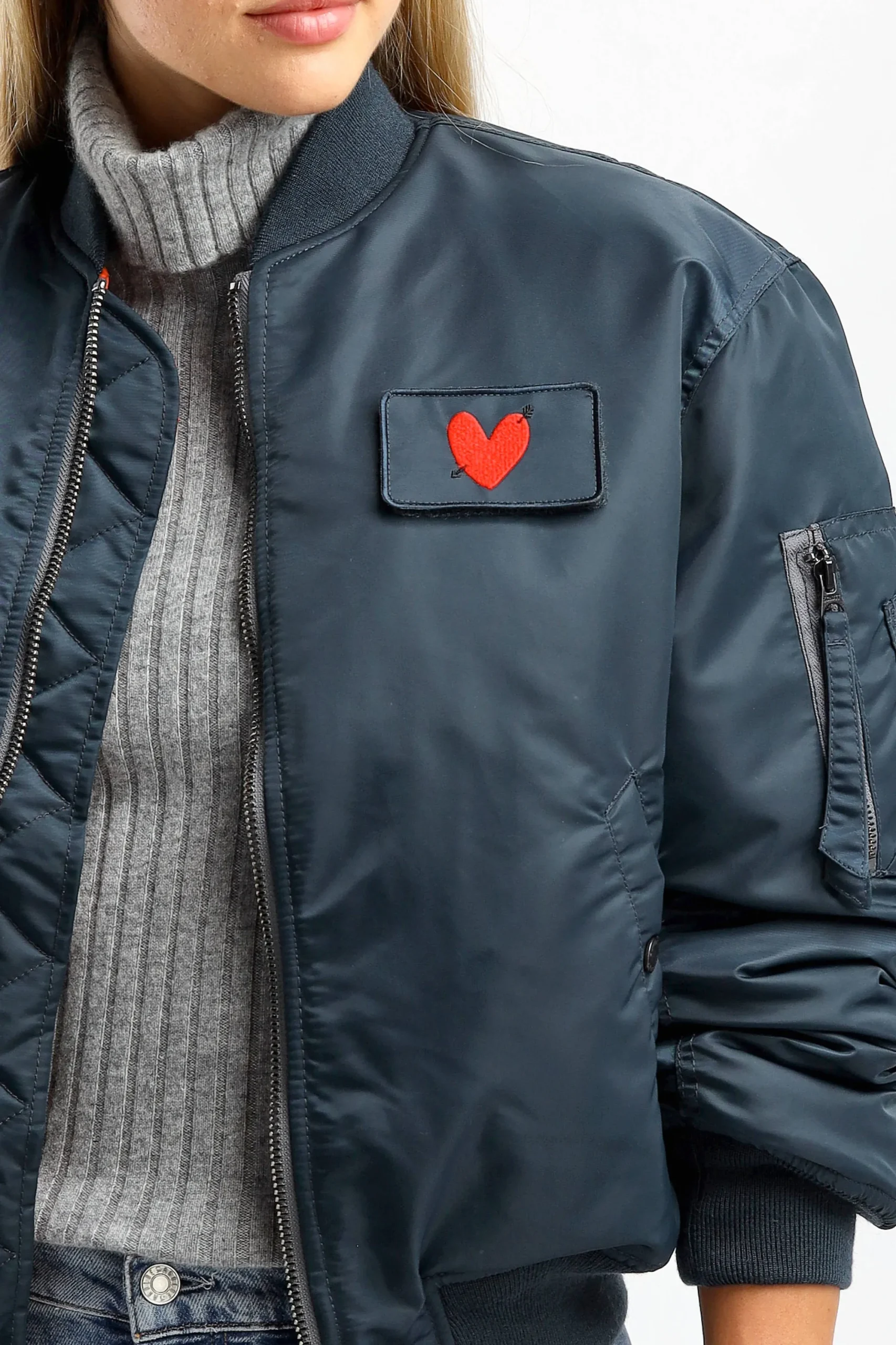 Femme Schott x Anita Hass Veste Airforce 90S 'Heart' En Bleu Marine