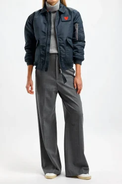 Femme Schott x Anita Hass Veste Dan W 'Heart' En Bleu Marine