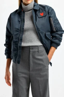 Femme Schott x Anita Hass Veste Dan W 'Heart' En Bleu Marine