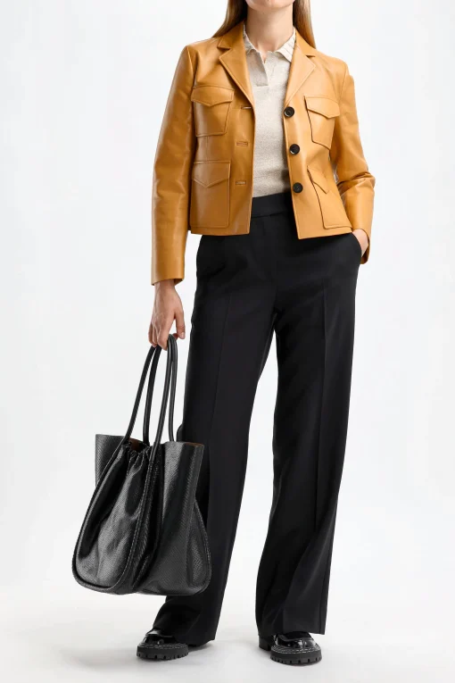 Femme Proenza Schouler Veste En Cuir Glossy En Caramel