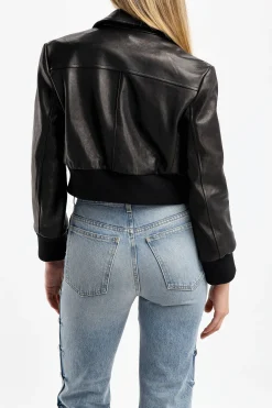 Femme Khaite Veste En Cuir Hector En Noir